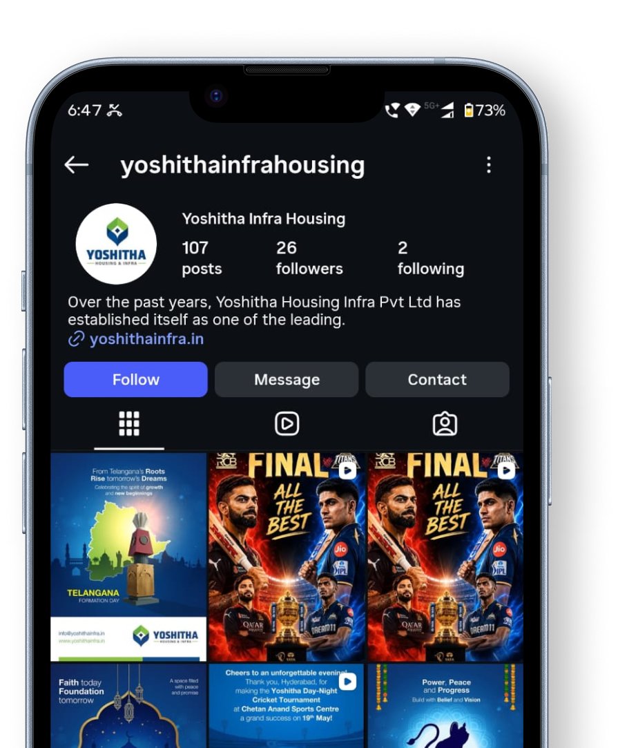 Yoshitha Infra Housing Instagram profile